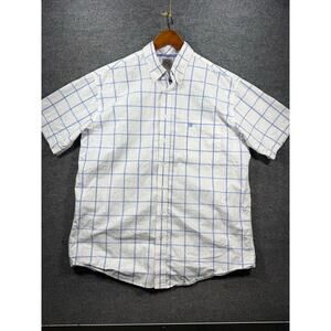 Cinch Men's Large White Blue Plaid Short Sleeve Western Button Down